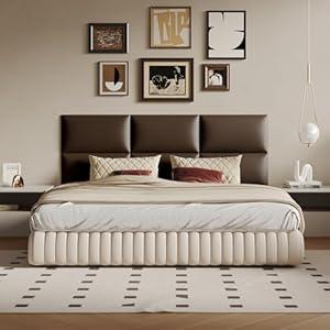 MAQQL Upholstered Headboard Queen - Bed Backboard, Dark Brown Faux Leather Panels, 24 x 12 Inches Each, 6-Piece Set, Modern Headboard Queen Design, Easy to Assemble, Perfect for Beds