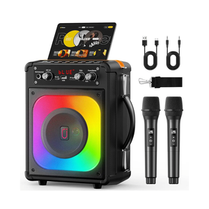 Karaoke Machine, Portable Bluetooth Speaker with 2 Wireless Microphones for Adults & Kids,Karaoke Speaker for Parties and Gatherings, PA System Supports TWS/USB/TF/REC/AUX and TV Connected