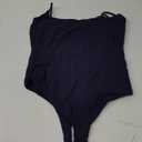 SUUKSESS Women Sexy Square Neck Thong Bodysuit Backless Cami Bodysuit Top (Medium, Navy Blue)