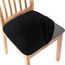 Gute Chair Seat Covers, Dining Room Chair Seat Covers with Ties, Stretch Solid Chair Covers Protectors for Dining Room Kitchen Chairs (4 Pcs, Black)