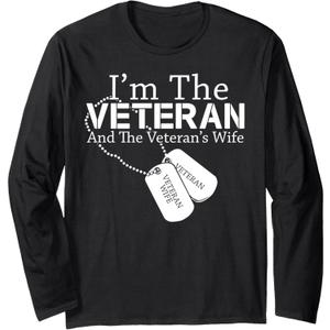 I Am The Veteran Veterans Day US Military Patriotic Long Sleeve T-Shirt (Black, No Size)