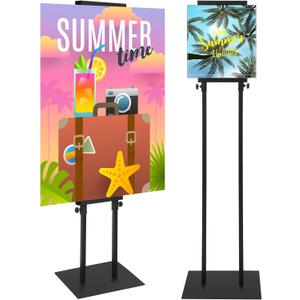 Blulu 2 Pcs Poster Stand for Display Double Side Heavy Duty Poster Board Stand for Display Foam Board Sign 74.8 Inches Adjustable Floor Standing Holder with Base for Indoor Outdoor