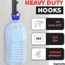 2 x Matte Black Self Adhesive Towel Hooks for Bathroom Wall Door Mounted - SUS304 Stainless Steel Strong Strips Stick on 3M Wall Hooks for Hanging Coat, Hat, Bag, Key, Jacket  5 Pack