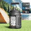 64 oz Insulated Water Bottle for Gym: Meoky Triple Wall Vacuum Stainless Steel Half Gallon Water Jug - Top and Side Handles, 2-in-1 Straw and Spout Lid, Cold for 36 Hrs, Leak Proof for Camping (Night)