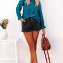 StunShow Women Eyelet Shirts Long Sleeve Shirts for Women Lace Dressy Embroidered Blouses 2025 Fashion Top (Blue, XL)