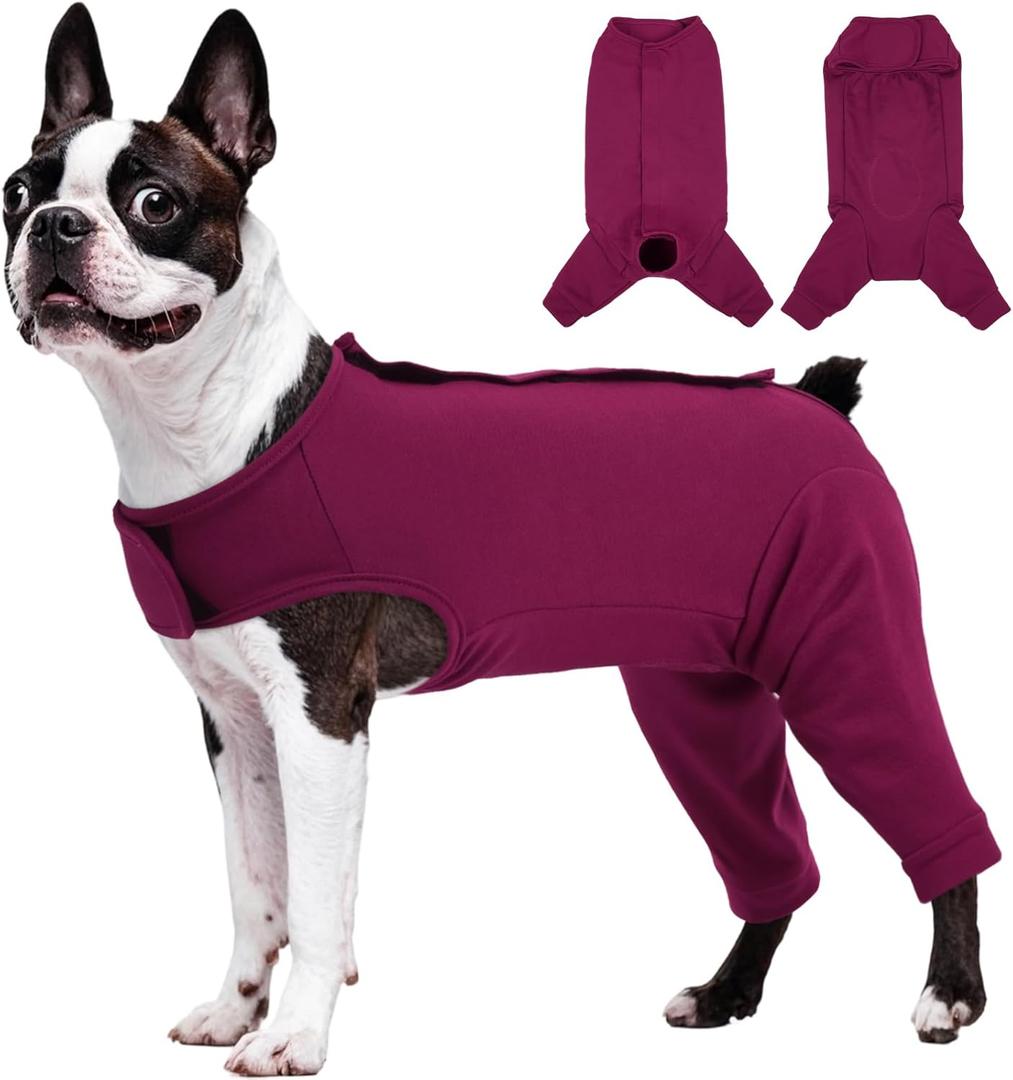 Kuoser Dog Surgery Suit for Back Legs, Dog Rear Leg Sleeve to Stop Licking, Female Spay Recovery Suit for Dogs After Surgery, Pet Puppy Surgical Pants Onesie for Abdomen Wounds Skin Disease (Medium, Purple)