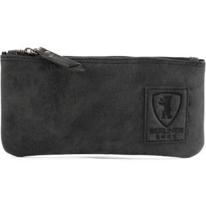 Berliner Bags Vintage Pencil Case, Real Leather Pencil Case, Small Case, for Pencils and Accessories - Dark Grey