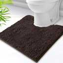 Toilet Rugs U-Shaped,Super Absorbent Chenille Bathroom Rugs and Strong PVC Non-Slip Backing for Toilets Rug Set,Machine Washable,Bath Mats for Bathrooms,20"x 20",Coffee