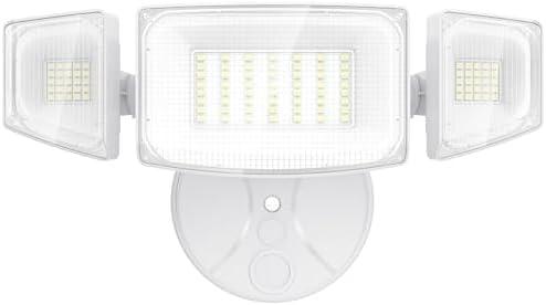 iMaihom 60W Flood Lights Outdoor, 6000LM Super Bright Security Lights Outdoor, IP65 Waterproof Floodlight with 2  Adjustable Heads, 6500K Daylight White Flood Lighting for Yard Garage Patio (White)