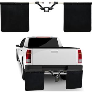 2" Hitch Mounted Mud Flaps 00108 Mud Flaps for Trucks Heavy Duty Adjustable Height and Width, Fits Most Types of Vehicles, Protects Trailers from Scratches and Dirt BLK