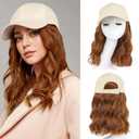 AISI QUEENS Hat Wig Hat with Hair Attached for Women Cap with Hair Attached for Women Baseball Cap Wig Extensions Short Wave Synthetic Adjustable for Daily Use (16 Inch, 30#)