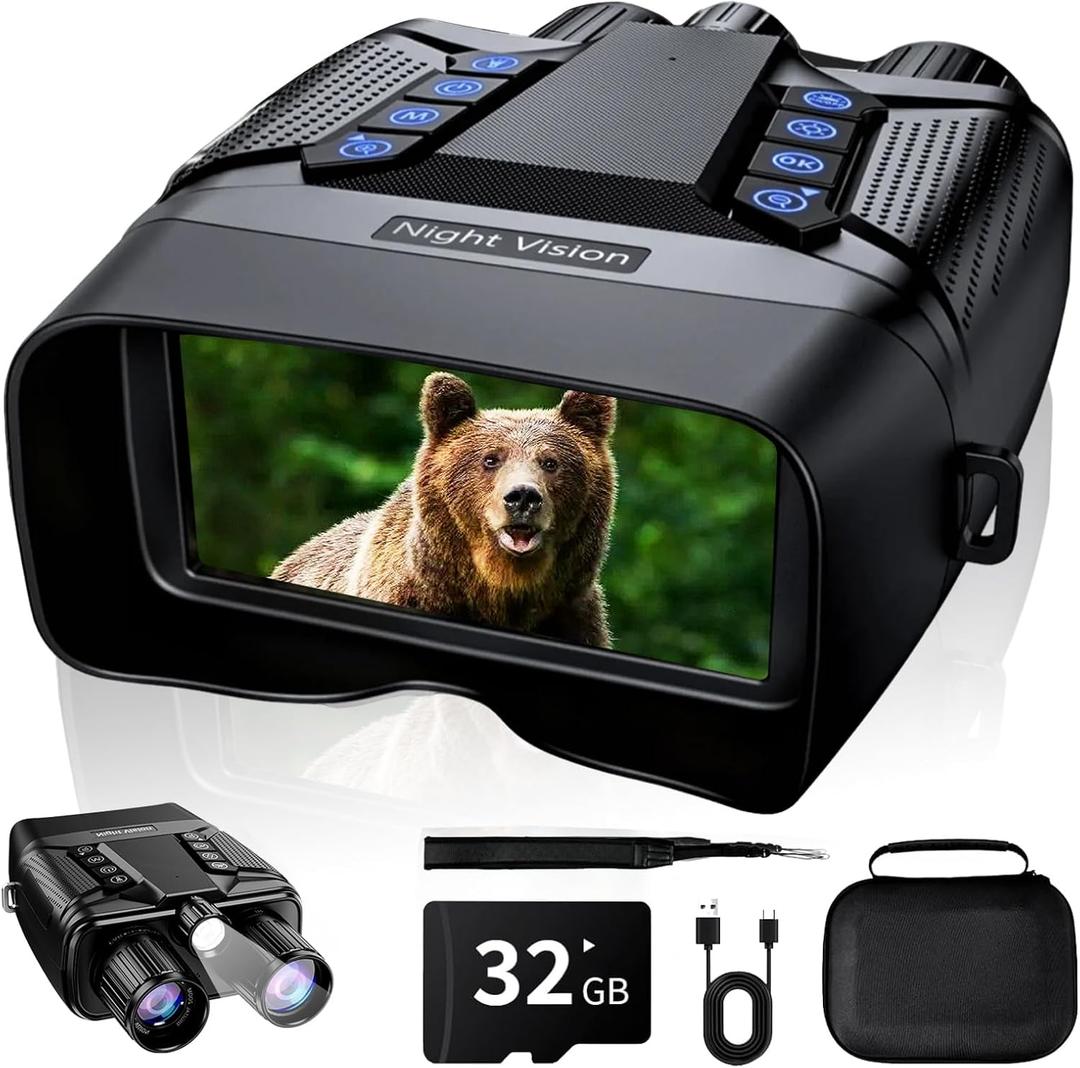 Infrared Night Vision Goggles, 4K 8X Digital Zoom Night Vision Binoculars for Adults, Nightvision Goggles with Camera and 5000mAh Charging Batteries, HD Nvg Goggles 5 Inch Screen