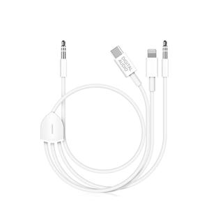 [3in1] USB C to 3.5mm Audio Aux Jack Cable Compatible with iPhone 15 14 13 12 11 XS XR X 8 7 iPad Pro, Samsung Galaxy S23 S22 S21 Ultra etc, Work with Car Stereo, Headset, Speaker - 3.93ft White