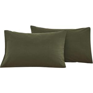 Ecocott 100% Natural Cotton Pillowcases Standard Size Avocado Green 2 Pack Pillow Cases with Envelope Closure (Standard, 20"x26") (Standard20"x26")