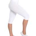 Double Agent High Waist Shaping Capris - SlimMe by MeMoi - Versatile Leggings ,White,Medium