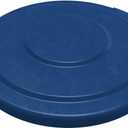 SPARTA Bronco Waste Container Trash Can Lid, Round Trash Bin for Disposal, 32 Gallons, Blue, (Pack of 4)