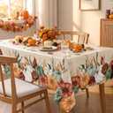 Horaldaily Fall Vinyl Tablecloth 60×104 Inch Pumpkins Corn Without Flannel Rectangular Waterproof Heavy Duty Autumn Harvest Thanksgiving PVC Wipeable Table Cover for Party Picnic Dinner Decor