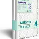 Accumulair Diamond 12x12x1 MERV 13 HVAC Air Filter (4-Pack) | Replacement Air Filter for AC and Furnace | Made in USA | Actual Size 11.75 x 11.75 x 0.75