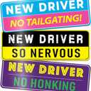 New Driver Magnet for Car - Funny Pink Pack of 5 Please Be Patient Reflective Magnetic Bumper Sticker Set - Removable Novice Rookie Safety Attention Sign - Weather-Resistant - 10 x 3.5 inches