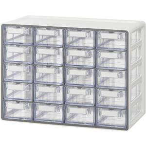 Blue Ginkgo Small 20-Drawer Cabinet – Stackable Clear Organizer for Hardware, Beads, Plastic Bricks, Office, and Craft Storage (Gray)