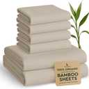BAMPURE 6 Pcs Queen Sheet Set - 100% Pure Viscose derived from Bamboo Queen Size - Super Soft Queen Cooling Sheets for Hot Sleepers - Up to 16 Deep Pocket Queen Sheets (Beige)