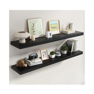 Dreamland 55 Inch Black Floating Shelves for Wall,8 Inch Deep Floating Shelves,55" W x 8" D Wall Shelves for Bedroom,Living Room, Kitchen,Bathroom,Set of 2