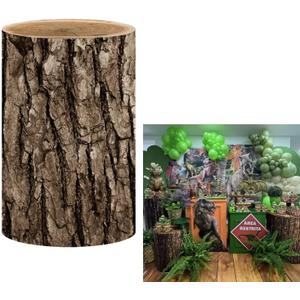 Vintage Wooden Pedestal Covers For Birthday Party Decoration Wood Grainy Texture Plinth Cover (22.4" (Round))