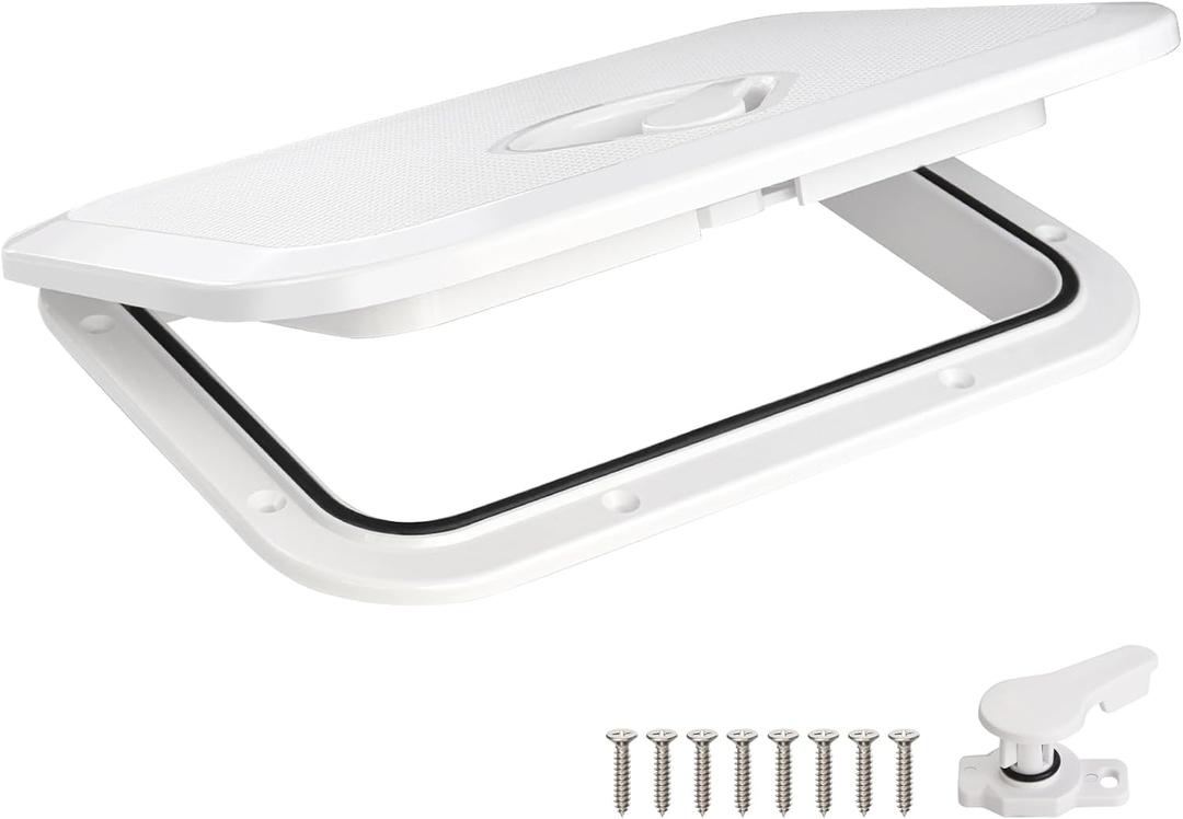 Marine Boat Hatch Deck Cover Lid,Marine Deck Access Hatch & Lid,Black Rectangle Boat Access Door for Bass/John/Fishing/Skiff/Sailboat/Yacht,Waterproof Cover Easy to Install