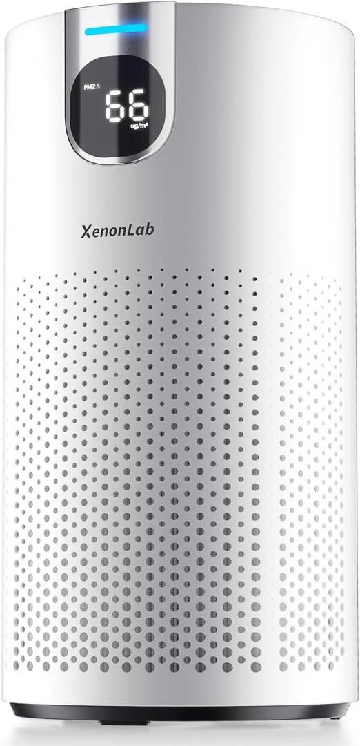 Air Purifiers for Home Large Room Covers up to 1800Ft, VisionAir 20dB Sleep Mode for Bedroom, with Real-Time AQI & PM2.5 Display, 360Intake&Outlet Air Cleaner Pet-Friendly HEPA, HAP606, White