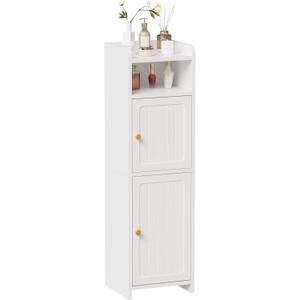 BEWISHOME Small Bathroom Cabinet, Bathroom Storage Cabinet with Adjustable Shelves & 2 Doors, Narrow Toilet Paper Cabinets, 7.9" D x 9.8" W x 31.5" H, for Small Spaces, White YYG13W