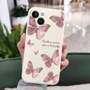 for iPhone 15 Case, Side Flowers Pattern Design Slim Soft Protector Phone Cover for iPhone 15, Butterfly Rice White
