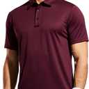 MIER Men's Quick Dry Polo Shirts Polyester Casual Collared Tennis Shirts, Moisture-Wicking, Short Sleeve (XX-Large, Wine Red)