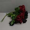 Ovveroche 24 Pcs Roses Artificial Flowers, Silk Black & Red Artificial Flowers Petals Long Stem Roses for Wedding Bouquet Home Party Decor