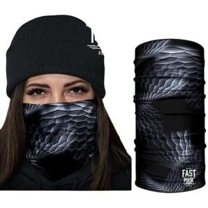 3 x Breathable Fabric Face Mask, Tubular Bandana 100% Polyester Microfiber Face Protection with SPF 40 for Men and Women- With Sewn Edges (Black Serpent Neck Gaiter)