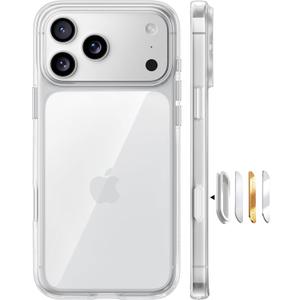 TORRAS for iPhone 17 Pro Case, Beyond Military-Grade Protection, Camera Control Button, DIY Buttons, Slim Thin Shockproof Hard Back Anti-Yellowing Anti-Scratch Phone case for iPhone 17 Pro, Clear