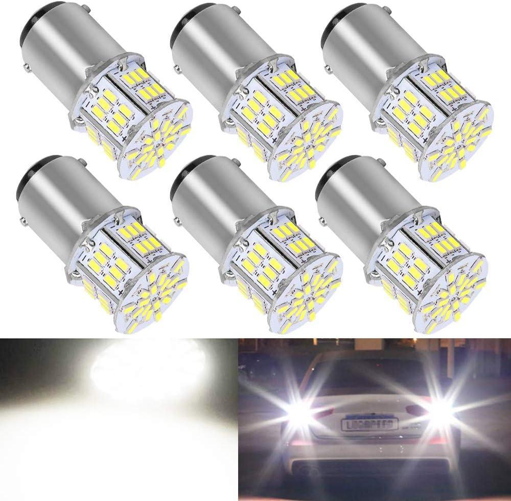 BlyilyB BA15D 1130 1142 1176 LED Bulb Bright White Interior LED Light Bulb for Car Trailer Marine RV Camper Boat As Tail Light - (Pack of 6)