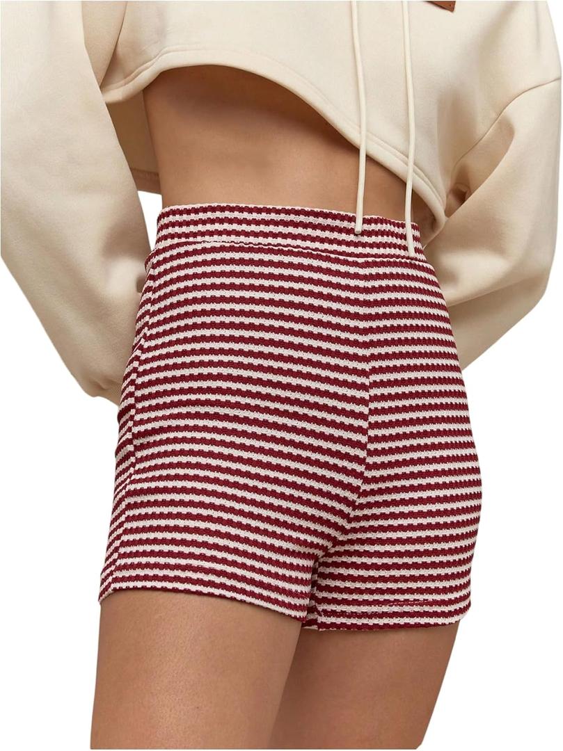 Verdusa Women's Striped Mini Shorts High Waist Causal Summer Shorts (XS)