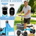HOMLAND Knee Scooter Walker for Adults Foot Injuries Ankle Surgery, Foldable Steerable Leg Scooters with Dual Handbrake, Height Adjustable Handle & Knee Pad, Removable Storage Bag, 300 lbs Capacity