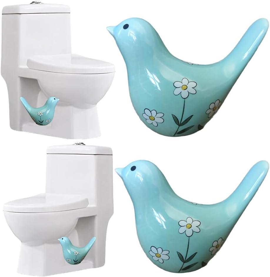 2PCS Toilet Bolt Covers Decorative, Cute Bird Toilet Screw Cover Caps, Ceramic Toilet Bolt Caps Decorative, Funny Bathroom Accessories, No Tools Easy Installation Bathroom Decor (Blue)