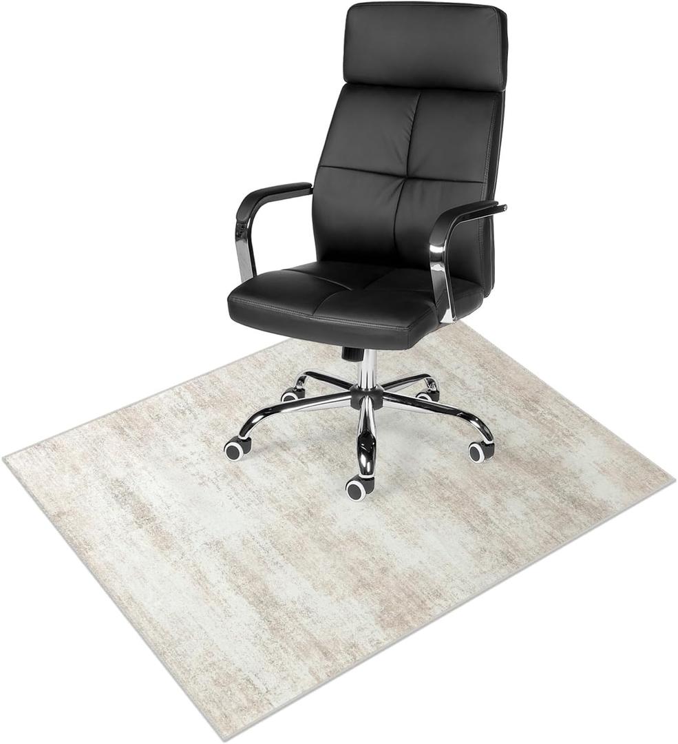 Anidaroel 36"x48" Abstract Office Chair Mat, Desk Chair Mat for Hardwood Floor, Desk Mat for Rolling Chair on Hardwood, Office Chair Rug for Rolling Chair, Anti-Slip Floor Protector Rug (Khaki)