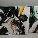 3Pcs Framed Emerald Green Wall Art, Modern Green and Gold Abstract Marble Canvas Wall Art Paintings Prints Posters Wall Decor Pictures for Living Room Bedroom Office Home Decoration, Ready to Hang (16x24in)