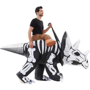HSCTEK Adult Inflatable Skeleton Dinosaur Costume (Medium, Triceratops)