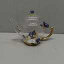 Safe Durable Floral Glass Teapot with Gold Leaves Edge Colourful Flower Pattern Floral Vintage Teapot Tea Party Set (Blue)