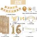 Trgowaul Sweet 16th Birthday Decorations for Girls, Banner, Sash and Crown, Cake Topper, 16 Number Balloon, Fringe Curtains, Champagne Gold 16th Birthday Party Supplies