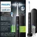 Philips Sonicare Protective Clean 5300 Rechargeable Electric Toothbrush, with Pressure Sensor, 3 Cleaning Modes, SmarTimer and QuadPacer, with 2 Bonus Brush Heads, Travel Case, Black, Model HX6423/34