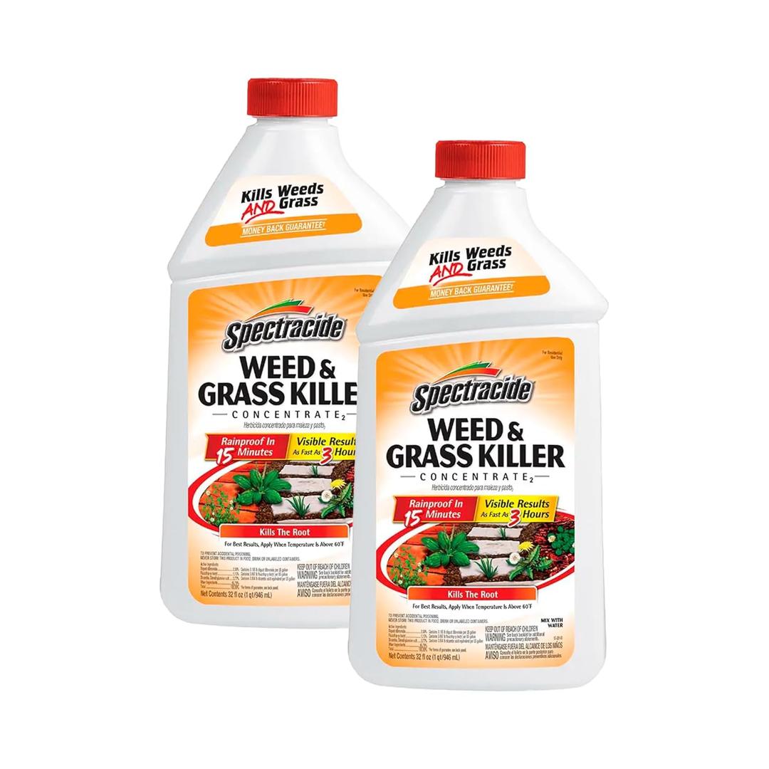 Spectracide Weed & Grass Killer Concentrate 2, Use On Driveways, Walkways and Around Trees and Flower Beds, 32 fl Ounce (Pack of 2)