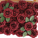 MACTING 30PCS Artificial Flower Roses Real Touch Fake Flowers with Stem Foam Roses for DIY Wedding Bridal Bouquet Floral Arrangements Party Baby Shower Home Mothers Day Decorations(Burgundy)