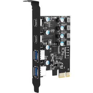 Sinefine 4 Ports PCI-E to USB 3.0 Expansion Card (2 USB Type-A and 2 USB Type-C Ports), Internal Converter PCI Express Expansion Card for Desktop PC Card