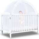 Baby Crib Tent Safety Net to Keep Baby in, Pop Up Crib Tent Canopy Keep Baby from Climbing Out, Mosquito Net for Baby Crib, Ultra Stable Frame, Durable Strong Self-Locking Zipper, White