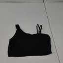 Longline Sports Bras for Women One Shoulder Workout Tank Tops with Built in Bra Supportive Crop Yoga Top Padded, Size M